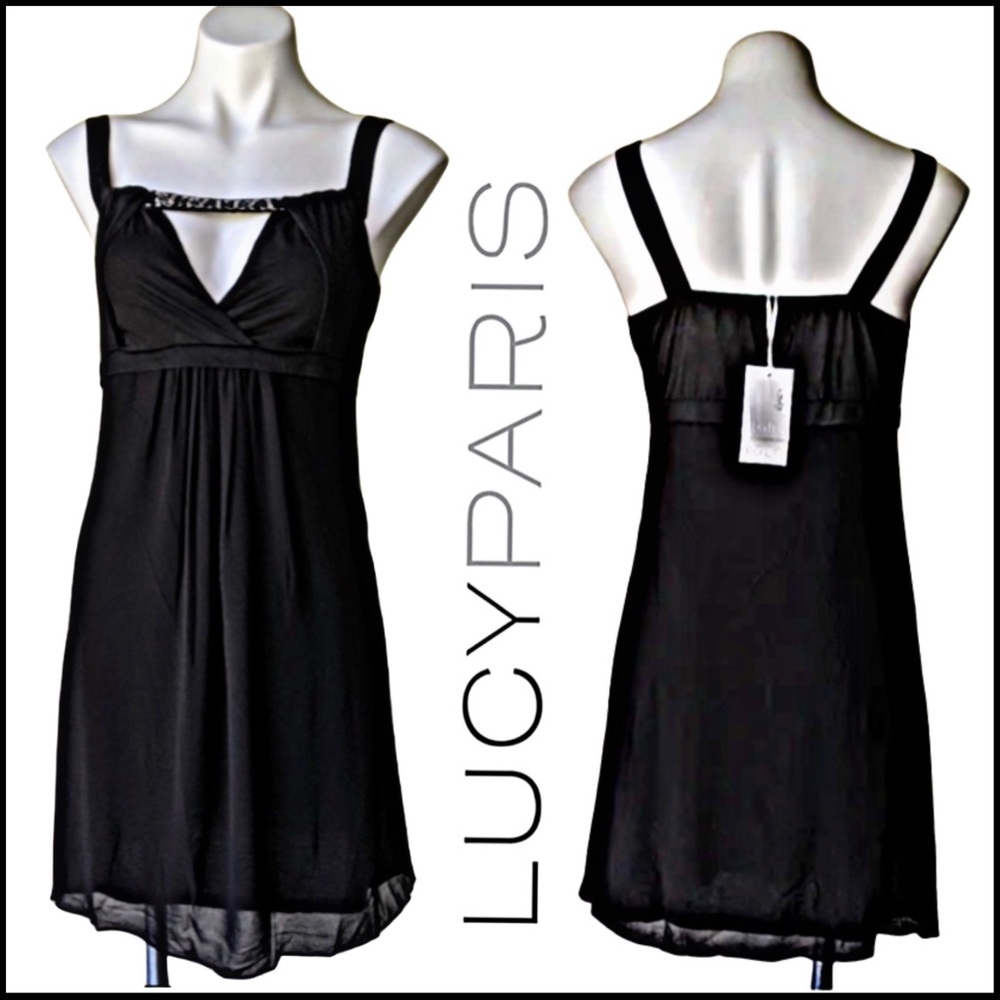 NWT LUCY PARIS BEAD EMBELLISHED LITTLE BLACK DRESS Sz SMALL - Picture 4 of 12